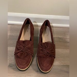 Clarks Sharon Dasher Suede Wedge Loafer Size 12